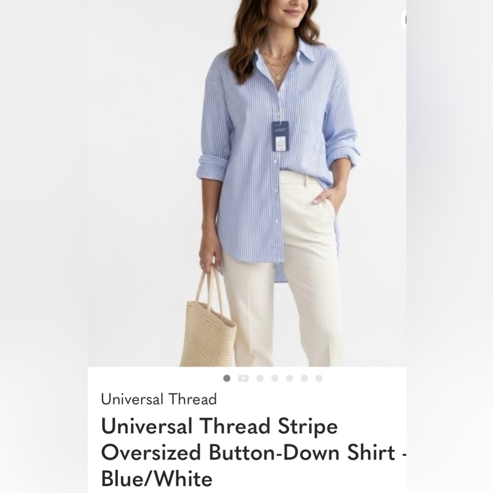 Universal Thread Women’s Blue and White Oversized Striped Shirt. Small size.